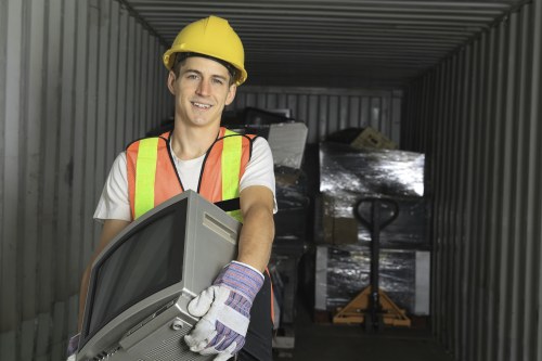 Sorted construction materials ready for disposal